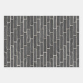 Faux Oud Bruin Zwart Wit Brick Wall Inpakpapier Vel (Voorkant 3)