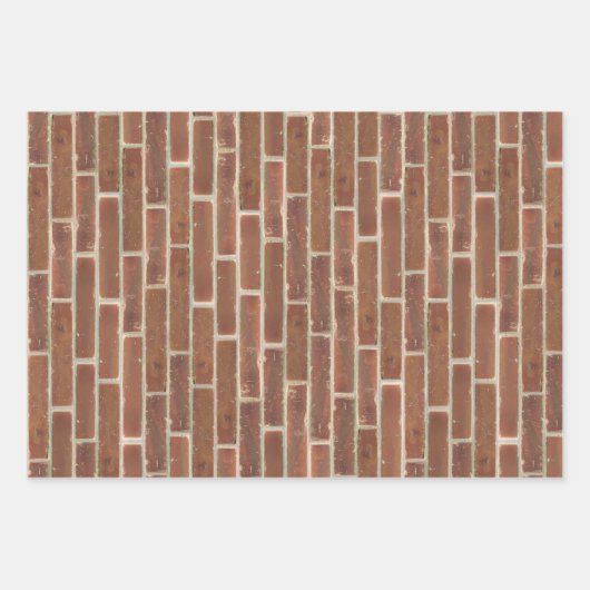 Faux Oud Bruin Zwart Wit Brick Wall Inpakpapier Vel (Voorkant)