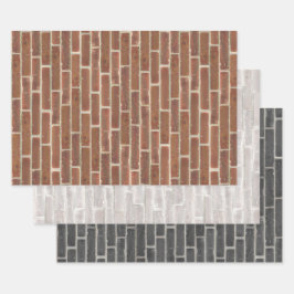 Faux Oud Bruin Zwart Wit Brick Wall Inpakpapier Vel