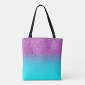 Faux Paars en Aqua Ombre Glitter Tote Bag (Achterkant)