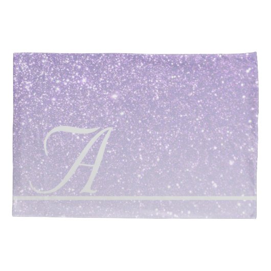 Faux Paars Glitter Gradient Monogram Initiaal Kussensloop (Achterkant)