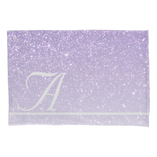 Faux Paars Glitter Gradient Monogram Initiaal Kussensloop (Voorkant)