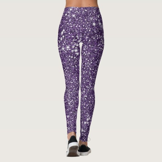 Faux Paars Glitter Texture Effect Leggings (Achterkant)