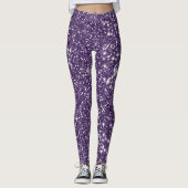 Faux Paars Glitter Texture Effect Leggings (Voorkant)