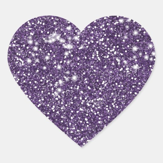 Faux Paars Glitter Texture Kijk - Gedrukt Afbeeldi Hart Sticker (Voorkant)