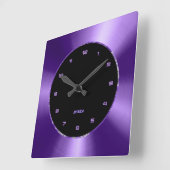 Faux Paars metallisch ontwerp Roestvrij staal Vierkante Klok (Hoek)