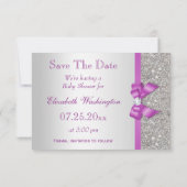 Faux Paarse Bow Diamonds redden het Baby shower Da Save The Date (Achterkant)