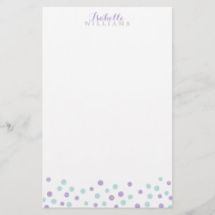 Faux Paarse en Mint Glitter Confetti Stippen Briefpapier