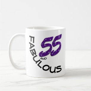 Faux Paarse Glitter 55 en Fabulous Birthday Gift Koffiemok