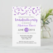 Faux Paarse Glitter Bachelorette Party Kaart (Staand voorkant)