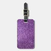 Faux Paarse Glitter Bagagelabel (Voorkant verticaal)