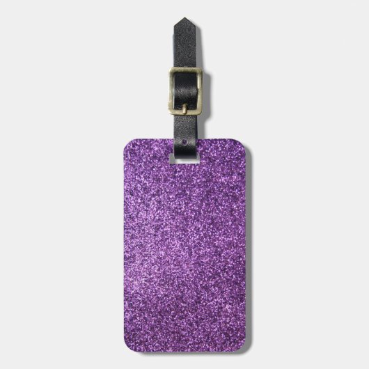 Faux Paarse Glitter Bagagelabel (Voorkant verticaal)