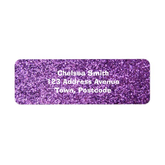 Faux Paarse Glitter Etiket (Voorkant)
