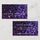 Faux Paarse Glitter Fun Modern Visitekaartje (Voorkant / Achterkant)