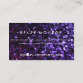 Faux Paarse Glitter Fun Modern Visitekaartje (Achterkant)