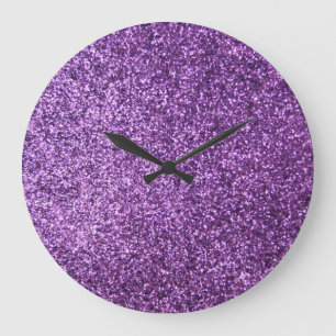 Faux Paarse Glitter Grote Klok