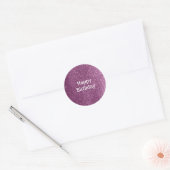 Faux Paarse Glitter Happy Birthday Ronde Sticker (Envelop)