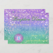 Faux Paarse Glitter Lantern Confetti Receptie Uitnodiging Briefkaart (Voorkant / Achterkant)