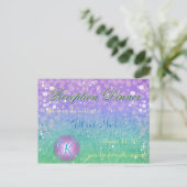 Faux Paarse Glitter Lantern Confetti Receptie Uitnodiging Briefkaart (Staand voorkant)