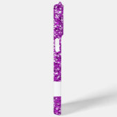 Faux Paarse glitter look-like with name Case-Mate iPhone Case (Achterkant / Rechts)