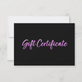 Faux Paarse Glitter op zwart cadeaubon (Voorkant)