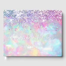 Faux paarse glitter opaal achtergrond bruiloft gastenboek