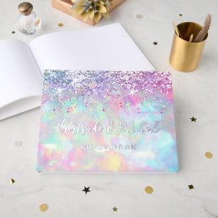 Faux paarse glitter opaal achtergrond bruiloft gastenboek