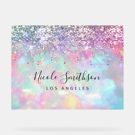 Faux paarse glitter opaal steen achtergrond acryl bord (Voorkant)