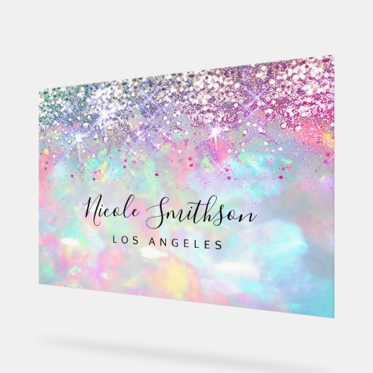 Faux paarse glitter opaal steen achtergrond acryl bord (Hoek)