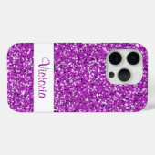 Faux Paarse glitter Pattern-achtige met naam Case-Mate iPhone Case (Achterkant (horizontaal))