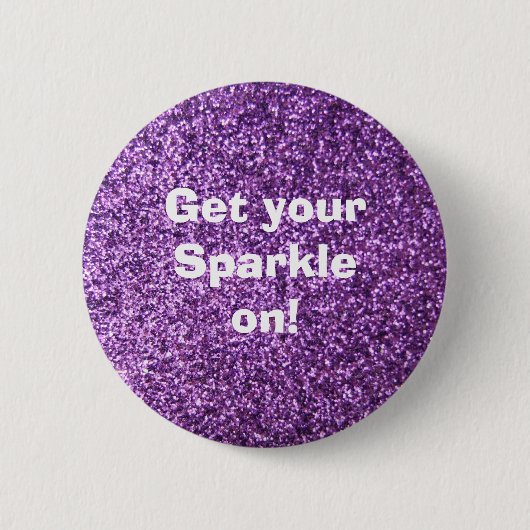 Faux Paarse Glitter Ronde Button 5,7 Cm (Voorkant)