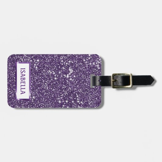 Faux Paarse glitter-textuur: kijk met aangepaste t Bagagelabel (Voorkant horizontaal)
