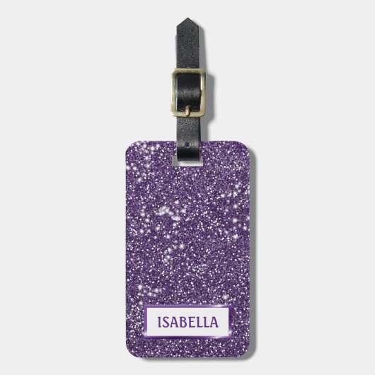 Faux Paarse glitter-textuur: kijk met aangepaste t Bagagelabel (Voorkant verticaal)