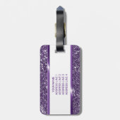 Faux Paarse glitter-textuur: kijk met aangepaste t Bagagelabel (Achterkant verticaal)