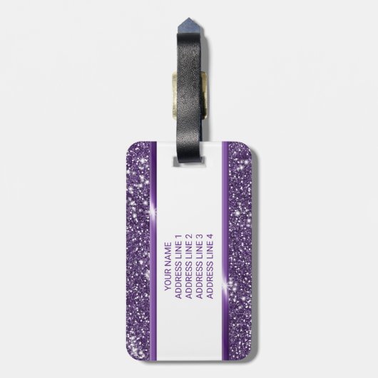 Faux Paarse glitter-textuur: kijk met aangepaste t Bagagelabel (Achterkant verticaal)