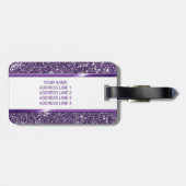 Faux Paarse glitter-textuur: kijk met aangepaste t Bagagelabel (Achterkant horizontaal)