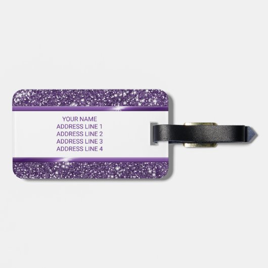 Faux Paarse glitter-textuur: kijk met aangepaste t Bagagelabel (Achterkant horizontaal)