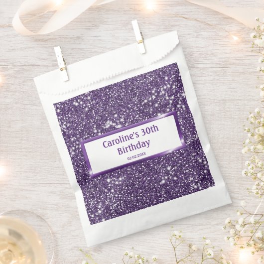 Faux Paarse glitter-textuur: kijk met aangepaste t Bedankzakje (Geknipt)