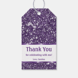 Faux Paarse glitter-textuur: kijk met aangepaste t Cadeaulabel