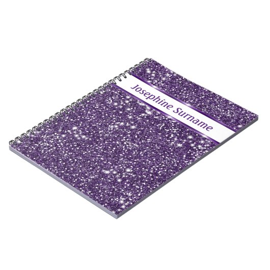 Faux Paarse glitter-textuur: kijk met aangepaste t Notitieboek (Linkerzijde)