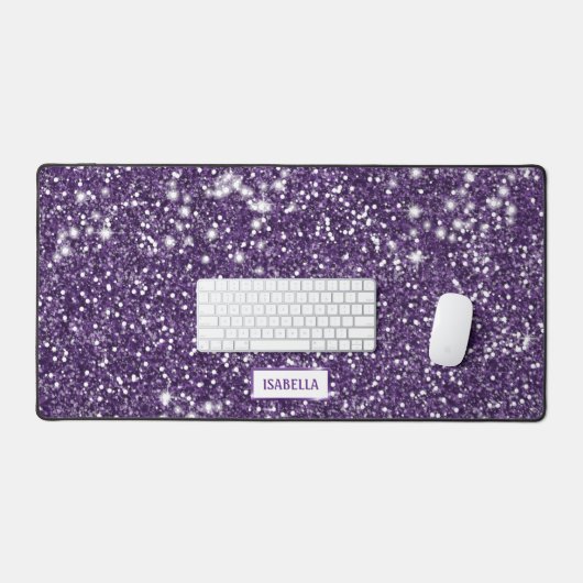Faux Paarse glitter textuur Kijk met de douanenaam Bureaumat (Keyboard & Muis)