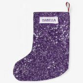 Faux Paarse glitter textuur Kijk met de douanenaam Kleine Kerstsok (Achterkant)