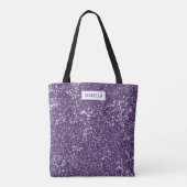 Faux Paarse glitter textuur Kijk met de douanenaam Tote Bag (Achterkant)