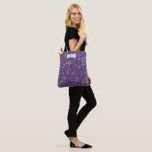Faux Paarse glitter textuur Kijk met de douanenaam Tote Bag (Op model)