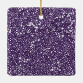 Faux Paarse glitter textuur Kijk met naam Keramisch Ornament (Achterkant)
