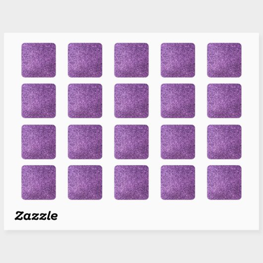 Faux Paarse Glitter Vierkante Sticker (Vel)