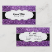 Faux Paarse Glitter visitekaartjes (Voorkant / Achterkant)