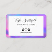 Faux Paarse Holographic Custom Loyalty Kaart Visitekaartje (Achterkant)