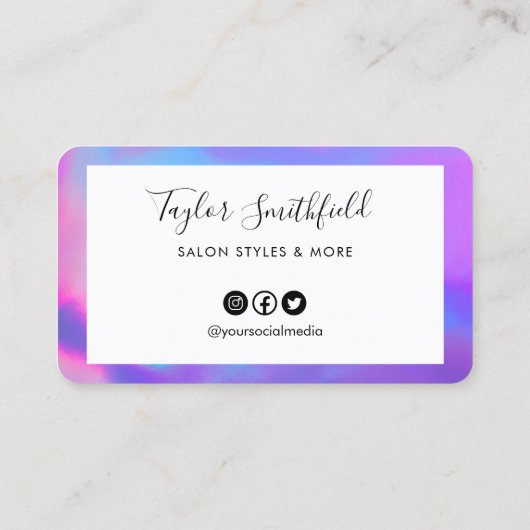 Faux Paarse Holographic Custom Loyalty Kaart Visitekaartje (Achterkant)