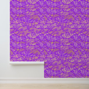 Faux Paarse kanten visnet aangepaste kleur Behang